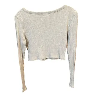 Aeropostale Light Gray Ribbed Crop Top thumbnail 2