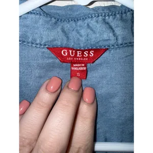 Guess Los Angeles Blue Chambray Button Down Belted Shirt Dress Small thumbnail 2