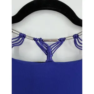 Karen Millen Royal‎ Blue Draped Ruched Bodycon Dress S Cage Neck Cocktail Glam thumbnail 9