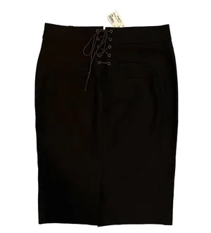 $495 NWT VTG Lou Barok Paris LBK 38 6/8 Corset Tie Skirt Pencil Black Midi thumbnail 1