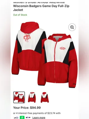 Under Armour Red/White Wisconsin Badgers Game Day Full-Zip Jacket thumbnail 10