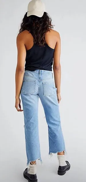 We The Free Jeans Free People Maggie Straight Leg Distressed Jeans Size 25 NWOT thumbnail 2