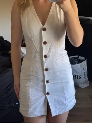 a new day White Mini Dress with Tortoiseshell Buttons thumbnail 5