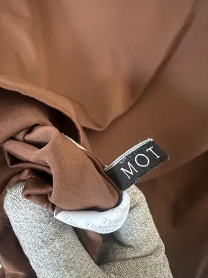 Motf Satin V-Neck Blouse Size S Brown Short Sleeve Top thumbnail 2