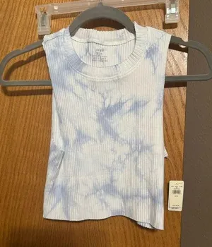 NWT aerie cropped tank blue and white thumbnail 1