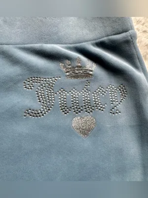 Juicy Couture Velour Track Pants Sweats Baby Blue M Velour Bling Cozy Retro Y2K thumbnail 3