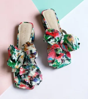 CECELIA NY Multicolor Floral Slide Leather Sandals Size 7.5 thumbnail 1