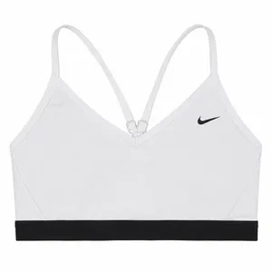 NIKE L Small Dri-Fit Indy Light Support Sports Bra White Swoosh Logo Women's thumbnail 2
