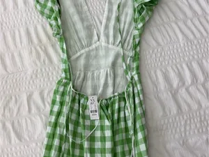 New York & Company Green Gingham V‑Neck Tiered Maxi Dress thumbnail 2