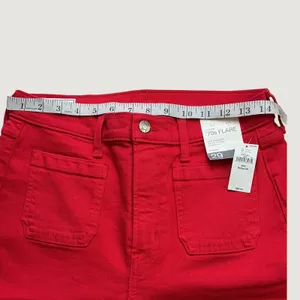 Gap 70s Flare High Rise Jeans Red Patch Pocket Stretch Denim 29/8 Regular NEW thumbnail 7