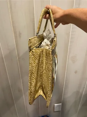 Cute classic vintage 80s faux snake boxy patchwork satchel handbag old money thumbnail 4