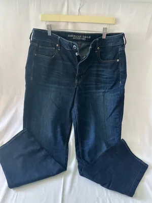 American Eagle women’s size 14 to girl straight leg button fly denim jeans thumbnail 1