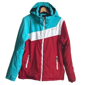 Rossignol Women XL Ski Jacket Red Teal Colorblock Hooded Winter Coat XL Gorpcore thumbnail 2