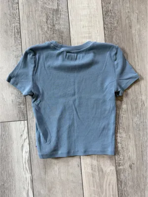 Aritzia TNA HomeStretch Rib Crew Y2K Fitted Ribbed Cotton Babydoll tee size xs thumbnail 6