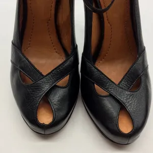 Givenchy Peep Toe Hidden Platform High Heel/Ankle Strap Pump in Black Leather thumbnail 3