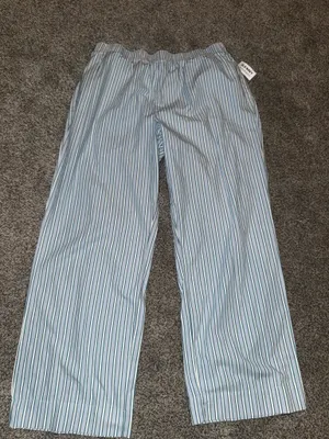 Old Navy Women's Blue and White Striped Lightweight Wide Leg Lounge Pajama Pants thumbnail 1
