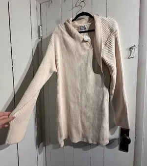 FREE PEOPLE BEACH NWT Cozy Cream Ribbed Knit Sweater dress thumbnail 1