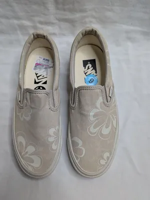 Vans Womens Tan White Slip-On Floral Print Shoes Size 7.5 US thumbnail 3