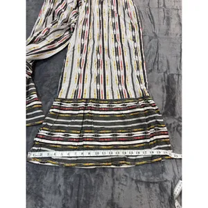 Maeve Anthropologie Wide Leg Pants Womens Multicolor Smocked Ikat Print Medium thumbnail 10