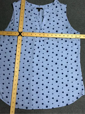 Talbots Light Blue And Navy Sleeveless V-Neck Polka Dot Tunic Size M thumbnail 3