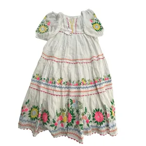 Roller Rabbit Embroidered Maxi Dress XL 100% Linen Maxi Lined Floral‎ NWT #RR-30 thumbnail 2