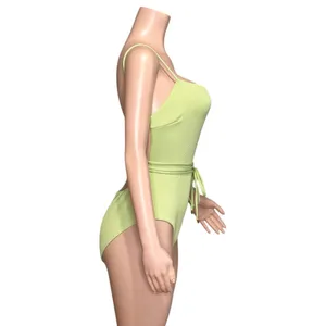 MONDAY SWIMWEAR Whitehaven Crinkle One Piece Swim, Olive Green, V (US12/14) thumbnail 13