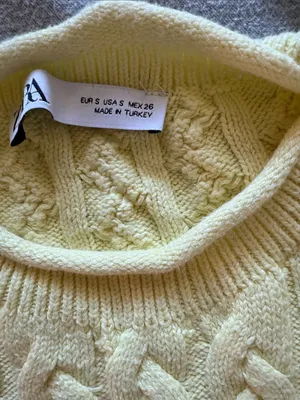 Zara Pale Yellow Cable-Knit Cropped Vest thumbnail 3