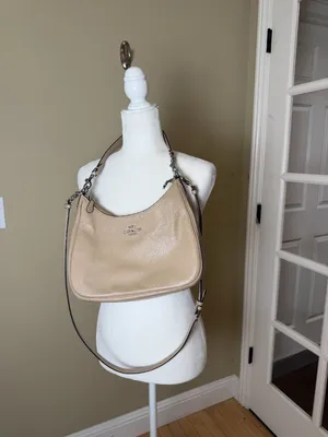 Coach Teri Hobo Bag Purse Beige Leather w Crossbody Strap thumbnail 2