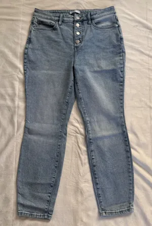 LC Lauren Conrad Light‎ Wash High Rise Skinny Jeans Button Fly Size 12 Womens thumbnail 1