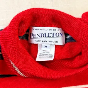 Pendleton Vintage Mock Neck Striped Sweater Women's Size M Red Black thumbnail 2