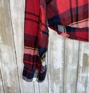 American Eagle Cozy Cabin Cropped Hoodie Flannel •XS thumbnail 5