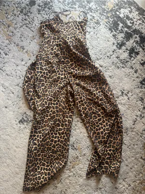 Zara Leopard Print Wide-Leg Jumpsuit - Brown/Black thumbnail 8