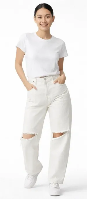 Abercrombie & Fitch 90s Straight Ultra High Rise Jeans 32/14S White Distressed thumbnail 1