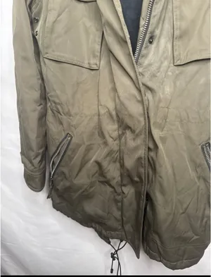 S13 New York parka olive green faux fur hood cargo jacket sz Small thumbnail 5