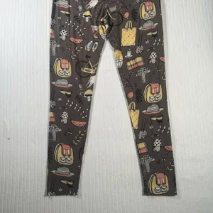LuLaRoe Tall & Curvy TC Leggings Women’s Gray Floral Bike Coffee Print thumbnail 10