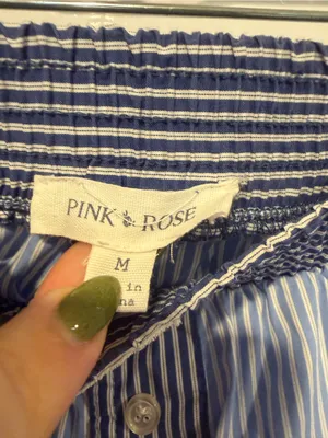Light Blue Striped Pink rose Women’s Boxer Shorts thumbnail 3