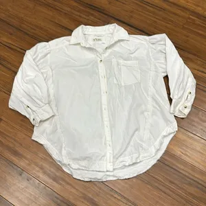 NWOT WE THE FREE Happy Hour Oversize Poplin Button-Up Shirt thumbnail 1