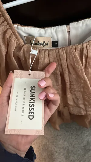 Sunkissed Gold/tan ruffle romper thumbnail 4