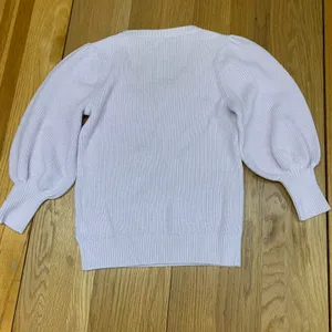 GAP Women Lilac Purple‎ Cotton Ribbed Puff Sleeve Scoop Neck Sweater Size XS thumbnail 4