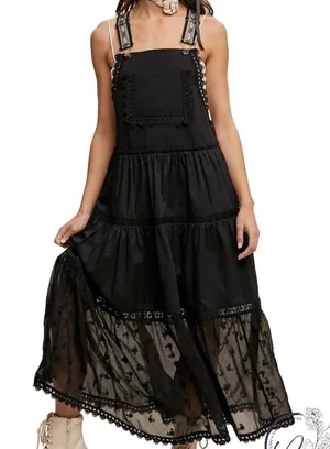 Free People Feel The Beat Overall Maxi Dress Lace Bohemian thumbnail 1