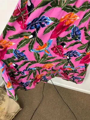 By the River Pink Tropical Print Spaghetti Strap Maxi Dress V-Neck Size Medium thumbnail 6