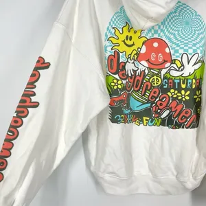 Daydreamer Size XS Oversized‎ Mushroom Doodle Hoodie Sweatshirt White Hippie thumbnail 3