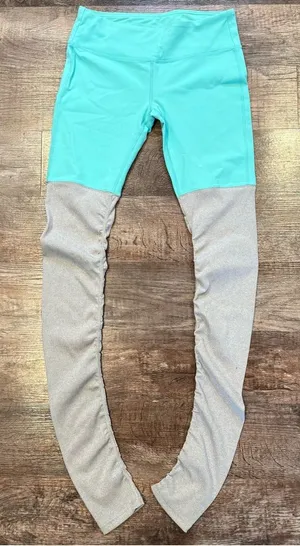 Alo Yoga Teal Blue Gray Goddess Scrunch Ribbed High Rise Dance Leggings Large thumbnail 1