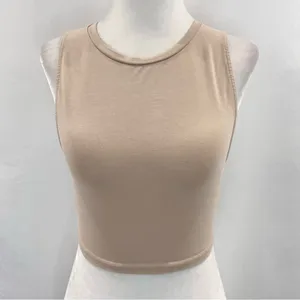 ZARA Cropped Tank Top Sleeveless Crewneck Crop Top Beige Size Small thumbnail 5