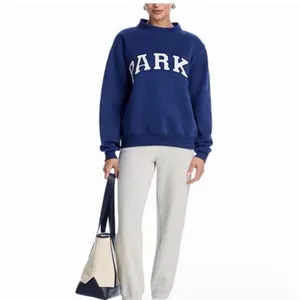 Parke Denim and White Fleece Mockneck Navy Varsity Sweatshirt thumbnail 2