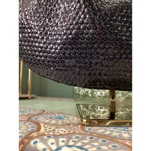 Giannini Black Sequin Hobo Shoulder Bag‎ with Scarf Accent Faux Leather Strap thumbnail 4