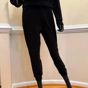 Two Piece Ribbed Set Tracksuit Sport Set Gym Crop Top Mock Neck Blouse Pants thumbnail 6