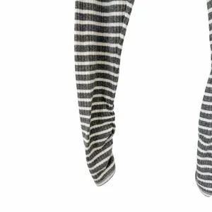 Aerie Gray White Striped Ribbed Ruched Pants Sz M thumbnail 4