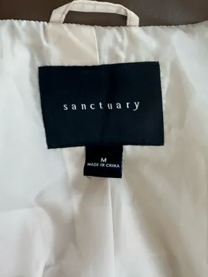 Sanctuary Cream Barn Jacket With Brown Faux Leather Trim M thumbnail 9