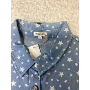 Wishlist Star Print Button‎ Front Romper Light Blue Denim Large WL24-9852 NEW….. thumbnail 2